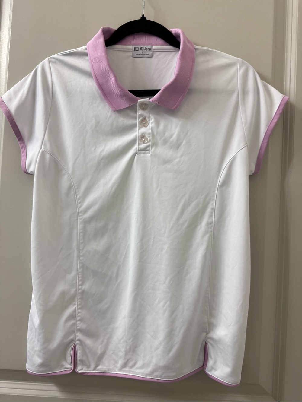 Wilson Golf Tennis Polo Shirt White Pink Short Sleeve Stretch Women’s Size M